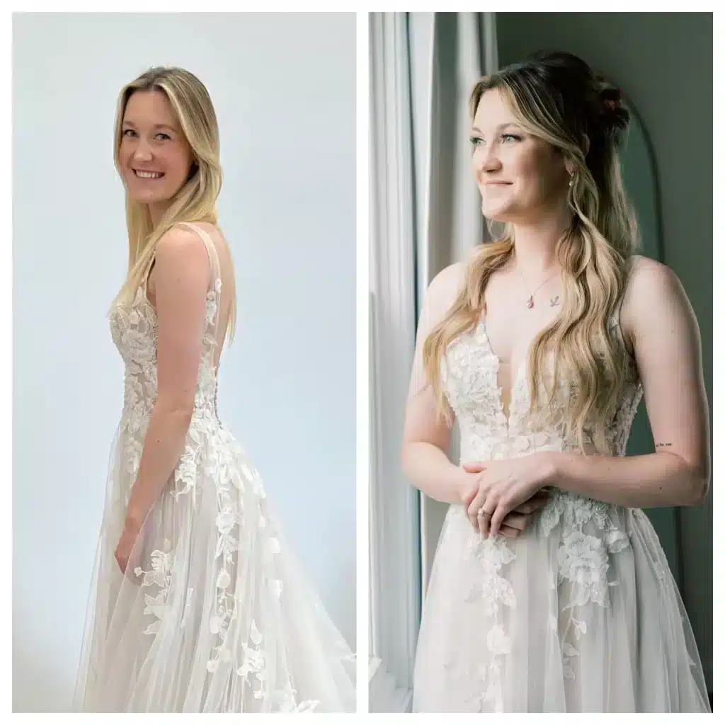 Before And After Of Bridal Wedding Dress After Alterations