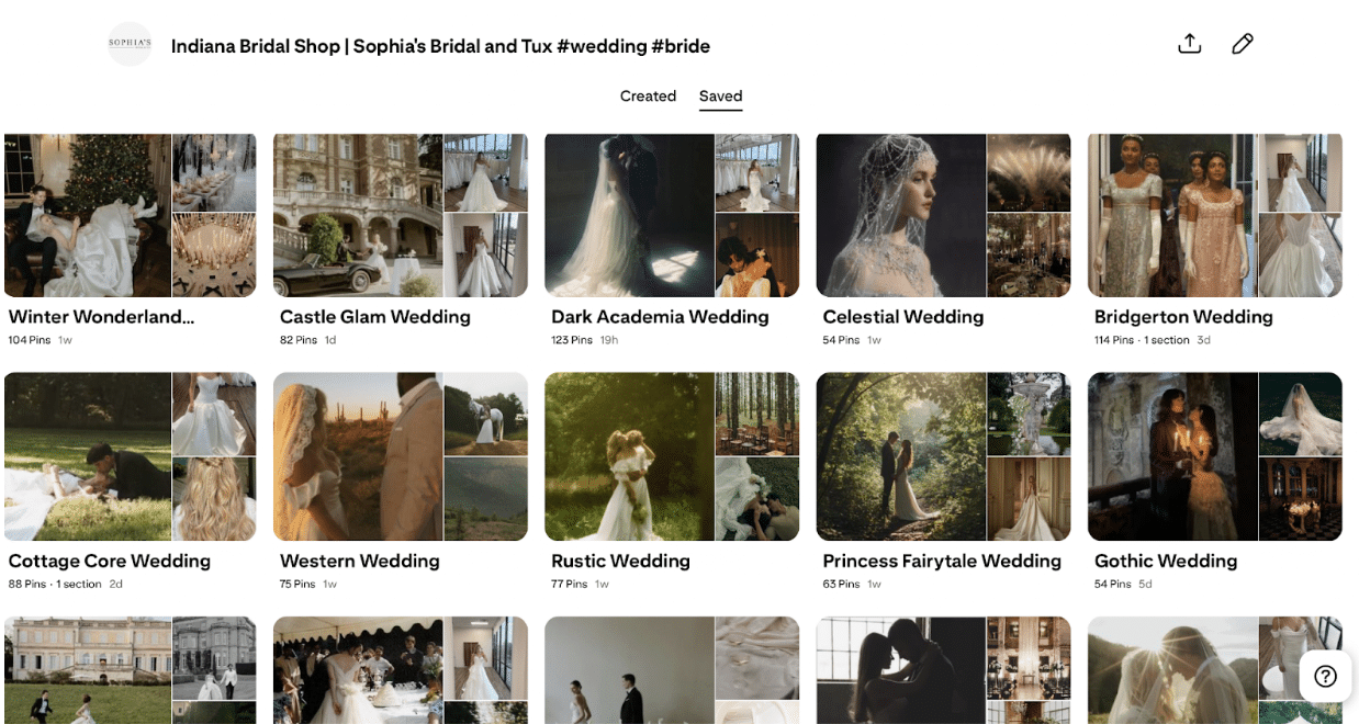 Sophia's Bridal Pinterest Page