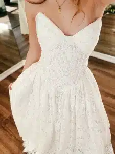 Basque Waistline Lace Wedding Dress