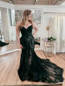 Black Fit And Flare Wedding Dress