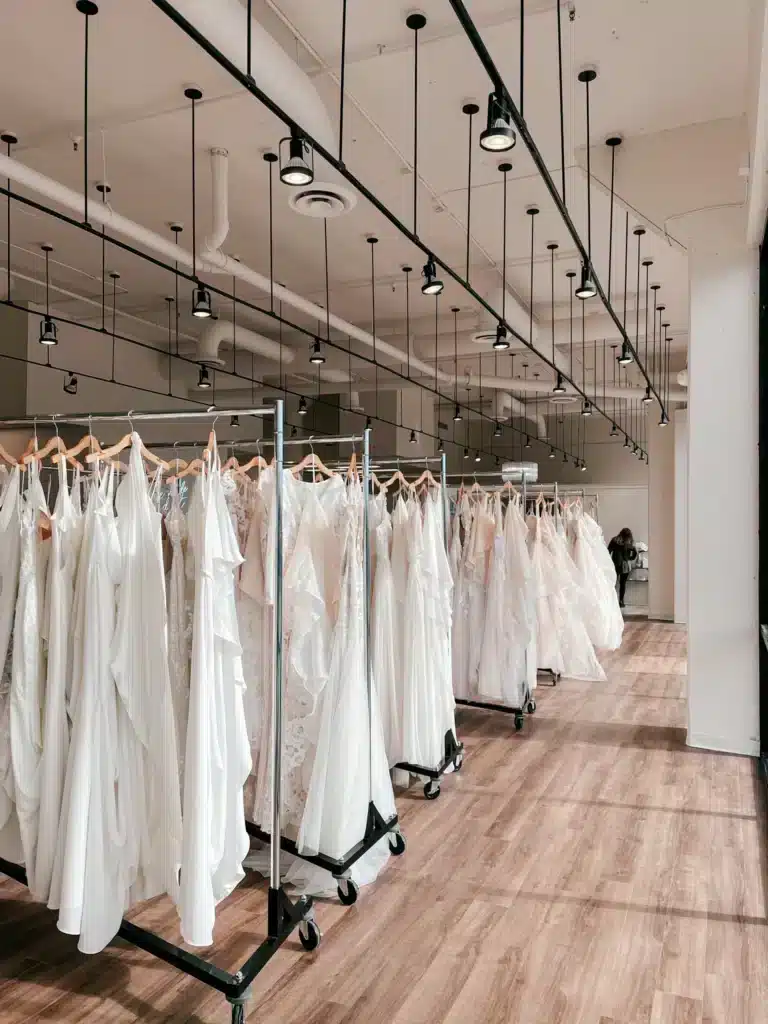 Sophia's Bridal Boutique In Indianapolis With Racks Of Bridal Dresses