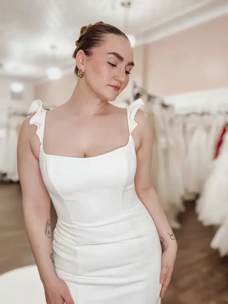 Close Up Of Discount Wedding Dress At With Love, Sophia's
