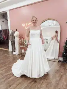 90s Wedding Dress With Square Neckline At Sophias Bridal And Tux