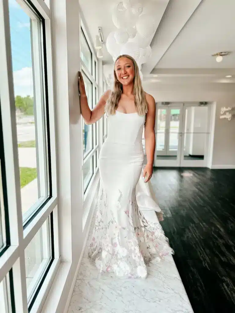 Fit And Flare White Wedding Dress With A Corset Top