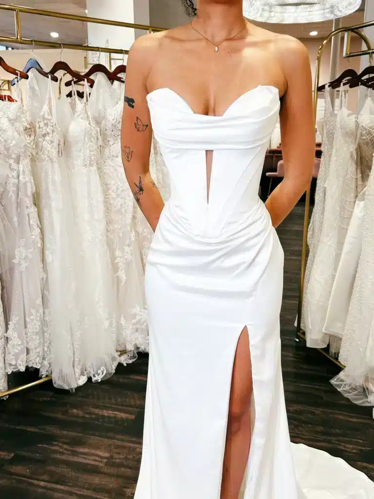 Sleeveless Corset Wedding Dress With Boning