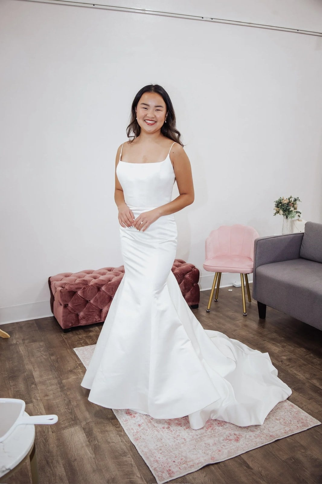 Separate Reception Dress Bride Trying On Separate Reception Dress Bride Trying On